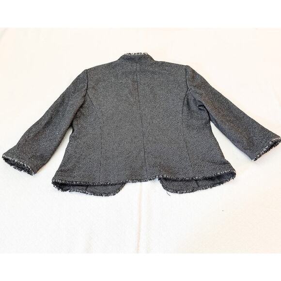 Ann Taylor Fringed Hem Open Tweed Blazer NWOT SZ12 - Picture 4 of 7